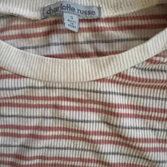 Charlotte Russe Vintage Y2K pink and grey striped shirt Size Small - Picture 6 of 6